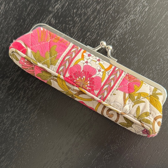 Vera Bradley Tea Garden Floral Pink Kiss lock Clutch Organizer - Picture 2 of 8